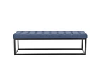 Cameron Button-Tufted Upholstered Bench with Metal Legs - Blue