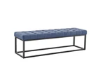 Cameron Button-Tufted Upholstered Bench with Metal Legs - Blue