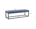 Cameron Button-Tufted Upholstered Bench with Metal Legs - Blue