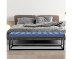 Cameron Button-Tufted Upholstered Bench with Metal Legs - Blue