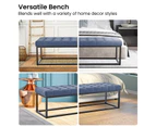 Cameron Button-Tufted Upholstered Bench with Metal Legs - Blue