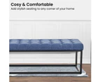 Cameron Button-Tufted Upholstered Bench with Metal Legs - Blue