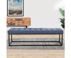 Cameron Button-Tufted Upholstered Bench with Metal Legs - Blue