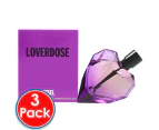 3 x Diesel Loverdose 75mL EDP Women Rare Perfume Scent Fragrance 100% Genuine