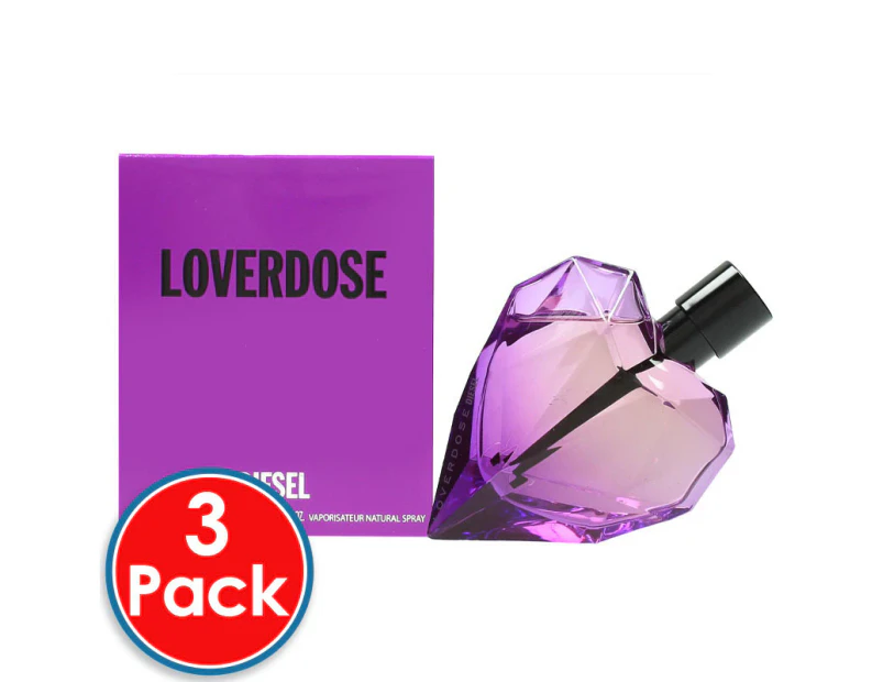 3 x Diesel Loverdose 75mL EDP Women Rare Perfume Scent Fragrance 100% Genuine