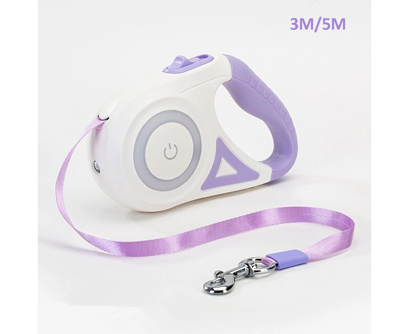 3M/5M Retractable Dog Pet Leash With LED Flashlight–Purple