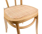 Azalea Arched Back Dining Chair Set of 6 Solid Elm Timber Wood Rattan Seat - Oak