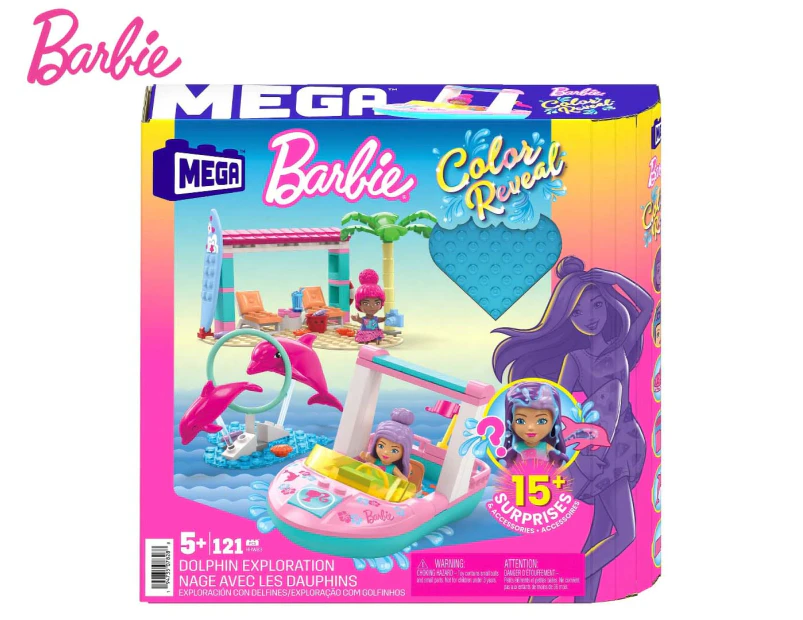 MEGA Barbie Colour Reveal Dolphin Exploration Building Playset