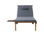 Gardeon Sun Lounge Wooden Lounger Outdoor Furniture Day Bed Wheels Patio Grey