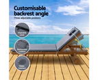 Gardeon Sun Lounge Wooden Lounger Outdoor Furniture Day Bed Wheels Patio Grey