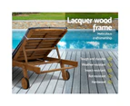 Gardeon Sun Lounge Wooden Lounger Outdoor Furniture Day Bed Wheels Patio Grey