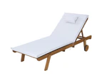 Gardeon Sun Lounge Wooden Lounger Outdoor Furniture Day Bed Wheels Patio White