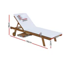 Gardeon Sun Lounge Wooden Lounger Outdoor Furniture Day Bed Wheels Patio White