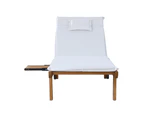 Gardeon Sun Lounge Wooden Lounger Outdoor Furniture Day Bed Wheels Patio White