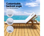 Gardeon Sun Lounge Wooden Lounger Outdoor Furniture Day Bed Wheels Patio White