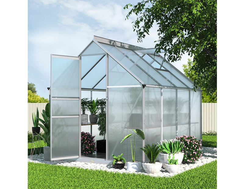 Green Fingers Greenhouse Aluminium Green House Polycarbonate Garden Shed 2.4x1.9M