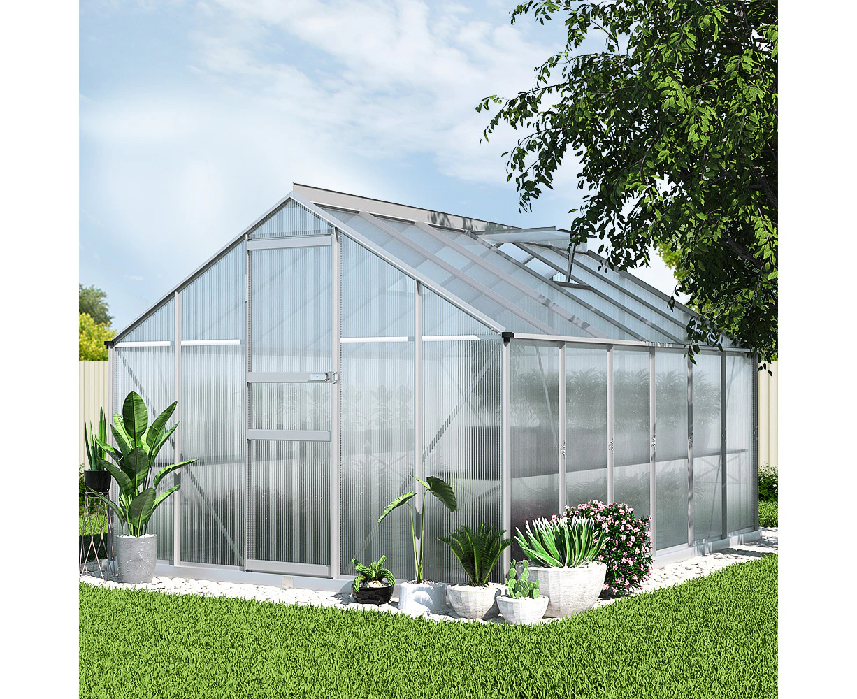 Greenfingers Greenhouse 3.6x2.5x1.95M Aluminium Polycarbonate Green House Garden Shed