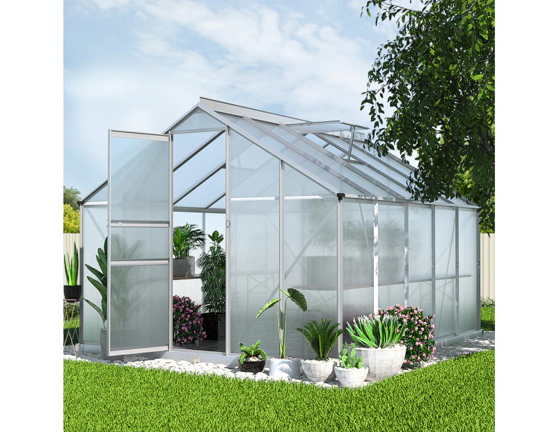 Greenfingers Greenhouse 3x2.5x1.95M Aluminium Polycarbonate Green House Garden Shed