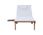 Gardeon 2x Sun Lounge Wooden Lounger Outdoor Furniture Day Bed Wheel Patio White