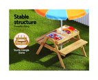 Keezi Kids Outdoor Table and Chairs Picnic Bench Umbrella Set Water Sand Pit Box