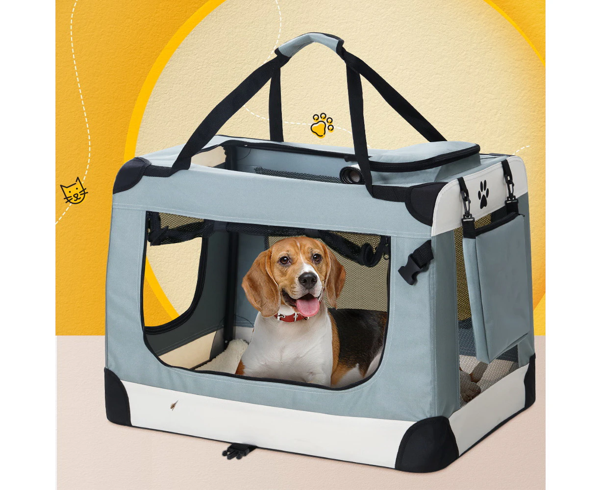 i.Pet Pet Carrier Soft Crate Dog Cat Travel 90x61CM Portable Foldable Car 2XL