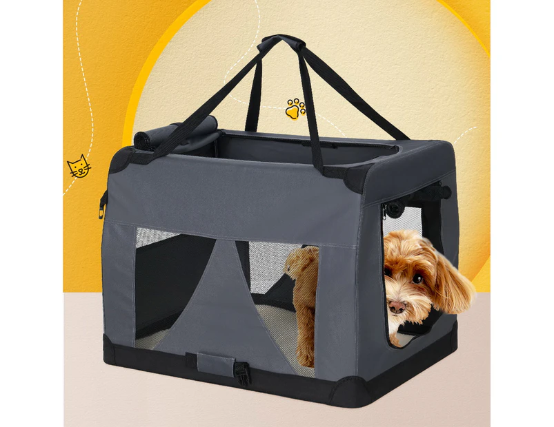 i.Pet Pet Carrier Soft Crate Dog Cat Travel 82x58CM Portable Foldable Car XL