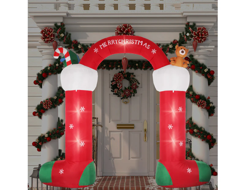 Santaco Christmas Inflatable Decor Stocking Arch 3M LED Lights Xmas Party