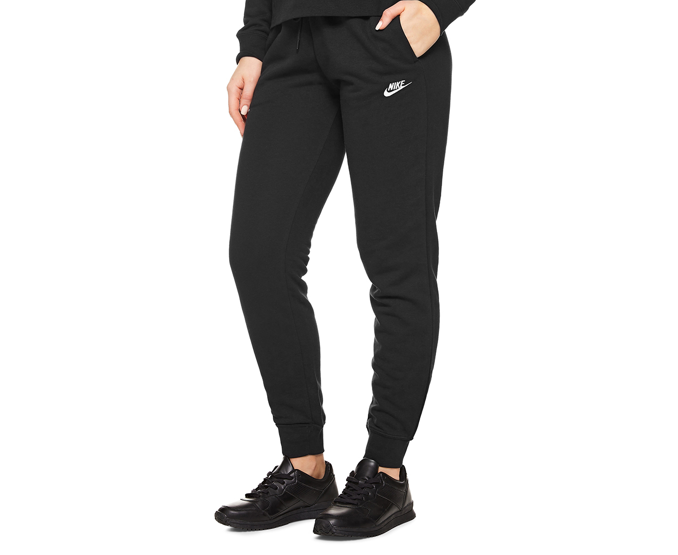 Nike Sportswear Women's Essential Fleece Trackpants / Tracksuit Pants -  Black/White