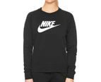 Nike Sportswear Women's Essential Fleece Crewneck Jumper - Black/White
