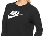 Nike Sportswear Women's Essential Fleece Crewneck Jumper - Black/White