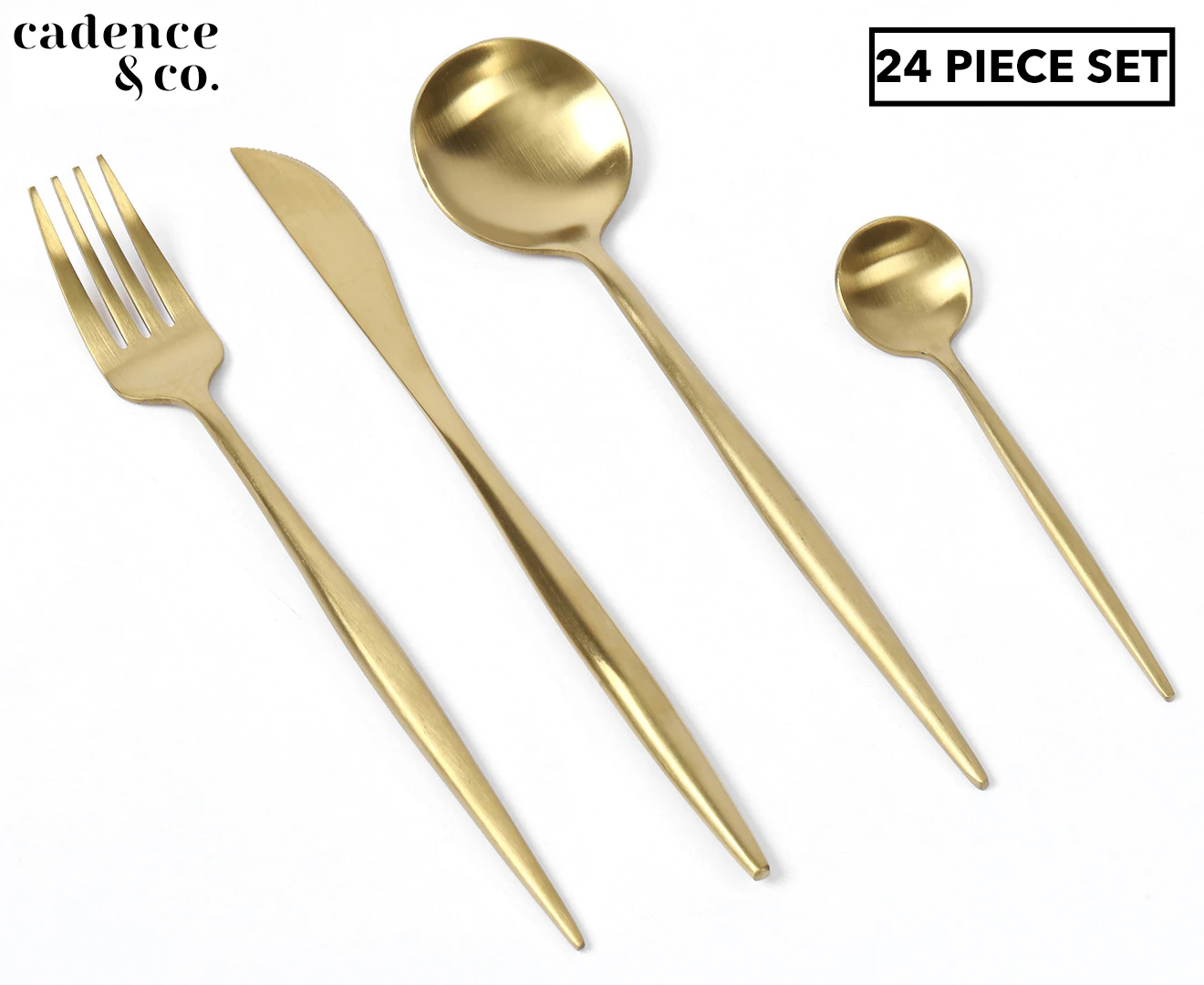 Cadence & Co Matte 24-piece Cutlery Set Gold