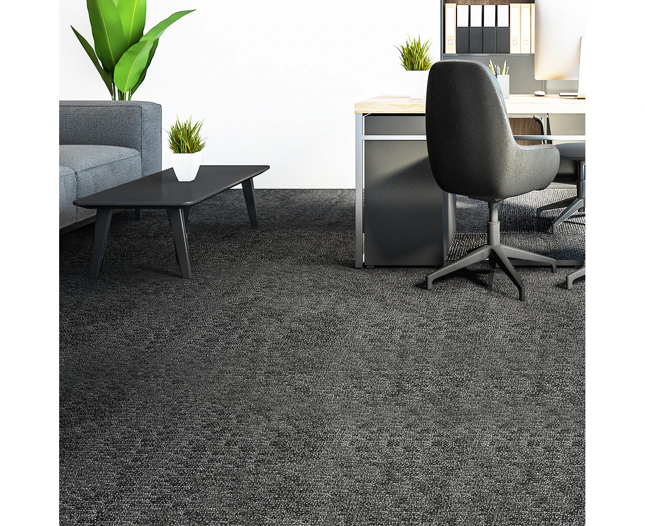 Marlow 20x Carpet Tiles Heavy Commercial Retail Office Flooring Black 50X50cm