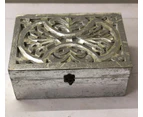 Set of 3  Silver Decorative Storage Box, Floral Motifs Jewellery Box