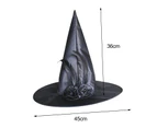 Rose Flower Feather Decor Net Yarn Stitching Pointed Dome Witch Hat Halloween Adult Masquerade Dress Up Hat Party Supplies-Black One Size