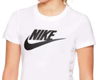 Nike Sportswear Women's Essential Icon Futura Tee / T-Shirt / Tshirt - White/Black
