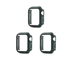 Strapmall 3 Packs PC Tempered Glass Protective Case for iWatch SE 7 6 5 4 3 2 1-DarkGreen