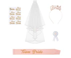 1 set rose gold group set with sash Temporary tattoos headband for hen party