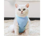 Cat Surgery Recovery Suit for Surgical Abdominal Wounds Home Indoor Pet Clothing for Cats After Surgery Pajama - Blue