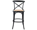 Aster 3pc Crossback Bar Stools Dining Chair Solid Birch Timber Rattan Seat Black