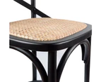 Aster 4pc Crossback Bar Stools Dining Chair Solid Birch Timber Rattan Seat Black