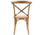 Aster Crossback Dining Chair Set of 6 Solid Birch Timber Wood Ratan Seat - Oak