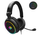 4Gamers C6-100 Universal Wired LED Gaming Headset - Black/RGB