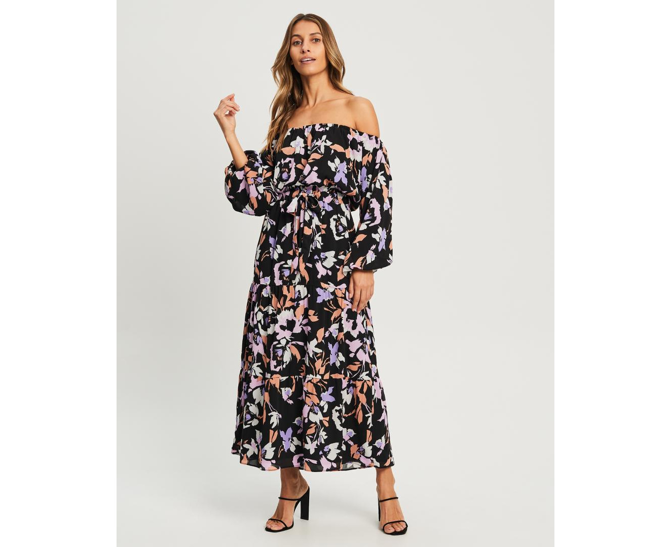 TUSSAH Women's Loni Midi Dress - Lavender Orchids - Midi Dress | Catch ...