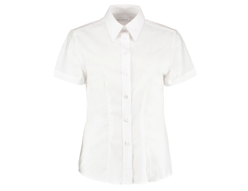 Kustom Kit Ladies Workwear Oxford Short Sleeve Shirt (White) - BC604