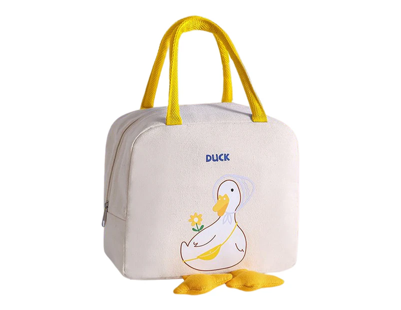 Insulated Lunch Bag Multi-purpose Polyester Smooth Zipper Duck Lunch Container Household Supplies-Beige - Beige