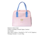 Insulated Lunch Bag Cartoon Oxford Cloth Smooth Zipper Thicken Lunch Container School Accessories-Pink - Pink