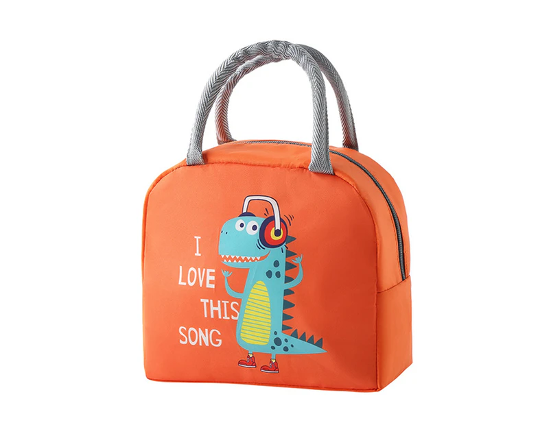 Lunch Bag Cartoon Space-saving Polyester Insulated Thermal Lunch Box for Kids -Orange - Orange