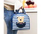Lunch Bag Cartoon Space-saving Polyester Insulated Thermal Lunch Box for Kids -Navy Blue - Navy Blue
