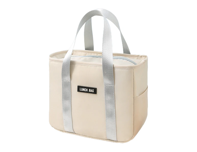 Lunch Bag Waterproof Large Capacity Oxford Cloth Insulated Thermal Lunch Box for Work -Beige - Beige