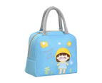 Lunch Bag Large Capacity Heat Preservation Waterproof Men Women Cartoon Print Lunch Food Bento Pouch for Office Lady -Blue - Blue